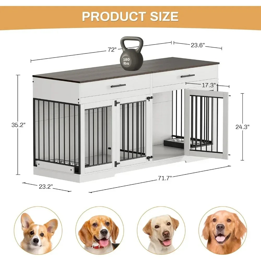 Double Door Wooden Large Dog Kennel