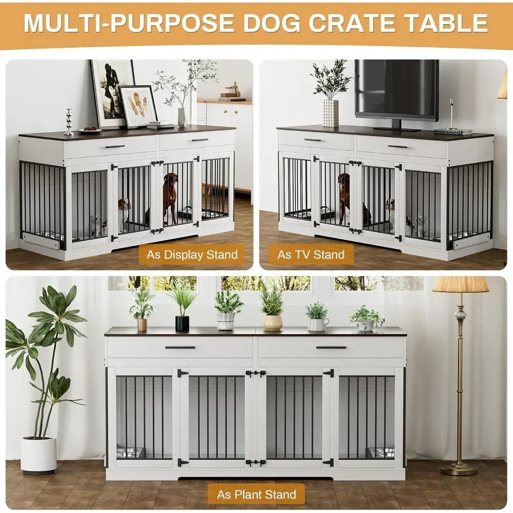 Double Door Wooden Large Dog Kennel